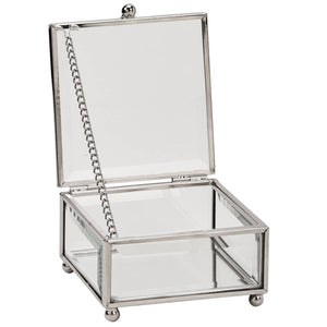 Claro Glass Box 3.5"X 3.5" X 2", Jewelry Box, Glass Jewelry Box - Janine Design