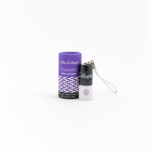Roller Perfume -Charmed (shot of spice) Mini Roll-On Perfume (1 mL) Keychain - Janine Design