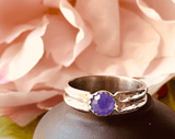Purple Jade Ring /silver Jewelry/Jade Stone/sterling Silver Ring/double Ring/ US Size 9.5/Stacking Ring/Unique Stone - Janine Design