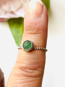 Aventurine Ring/Green Ring/gemstone Stacking/Stacking Ring/Beaded Pattern/Beaded Ring/US Size 5.5 Ring/abundance/Green Aventurine/Calming