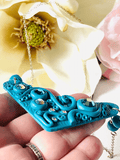 Steampunk Necklace, Aqua Statement Necklace, Polymer Clay Bib Necklace, Aqua Blue Color Necklace, Blue Necklace, Tentacle Necklace - Janine Design