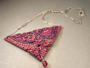 Steampunk Necklace, Purple Statement Necklace, Polymer Clay Bib Necklace, Raspberry Color Necklace, Purple Necklace, Tentacle Necklace - Janine Design