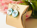 Aqua Blue Dragonfly Earrings/Dragonfly Earrings/Silver Earrings/Boho Earrings - Janine Design
