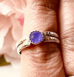 Purple Jade Ring /silver Jewelry/Jade Stone/sterling Silver Ring/double Ring/ US Size 9.5/Stacking Ring/Unique Stone - Janine Design