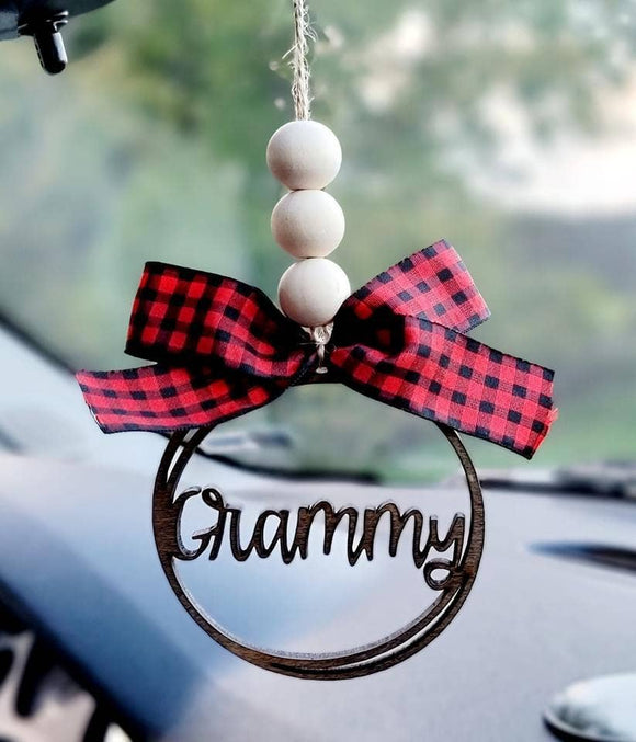 Wholesale Grammy Car Charm Ornament: Red Plaid
