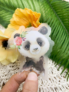 Sticker, Panda Sticker, baby Panda Clear, Vinyl Sticker, 3x3 in. - Janine Design