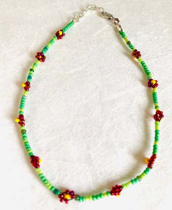 Beaded Anklet/Flower Anklet- large anklet - Janine Design