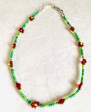 Beaded Anklet/Flower Anklet- large anklet - Janine Design