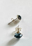 Sky Blue Topaz Studs -blue topaz studs set into sterling