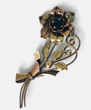 Vintage Crystal flower Victorian Brooch/Gold over sterling Pin/ flower Pin/Brass Pin/Crosby Jewelry - Janine Design