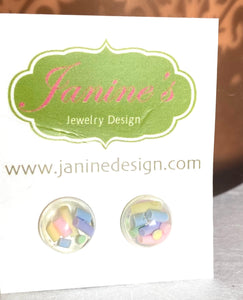 Sprinkle Stud Earrings, Fun Studs, Resin Studs, Jimmies - Janine Design