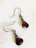 Garnet Color CZ Teardrop Earrings, Red Earrings, Gemstone Earrings, Cubic Zirconia Earrings - Janine Design