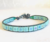 Tile Leather Cuff, Leather Cuff Bracelets, Printed Tile Cuff - Janine Design