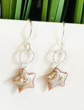 Pearl Earrings/Star Earrings, Celestial Star Earrings,Purple Star Earrings, Star Earrings - Janine Design
