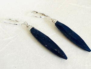 Lapis Lazuli Earrings, Silver Gemstones Earrings - Janine Design