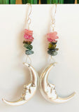 Silver Moon Earrings/ Gemstone Moon Earrings/Golden Moon Earrings - Janine Design