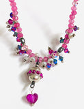 Pink Crystal Necklace , Pink Quartz and Crystal Necklace - Janine Design