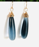 Quartz Gummy Drop Earrings/Ocean Blue Drop Earrings/wire Wrapped earrings