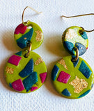 Spring Green Earrings, Spring Color and Design Clay Earrings - Janine Design