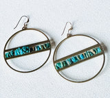 Gemstone Hoops, Brass Ring Hoops, Brass Earrings