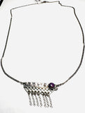 Silver Bar Necklace, Fringe Necklace Ruby Zoisite Gem Necklace