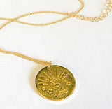 Love Necklace, Arrow medallion, Gift, Gold Filled Travelers Medallion - Janine Design