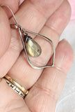 Labradorite Hoop Gemstone And Silver Wrapped Earrings, Chalcedony Gemstone - Janine Design