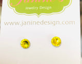 yellow, Crystal Studs/Resin Studs/Hypoallergenic Studs