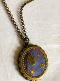 Hamsa Blue and Purple Pendant/Celestial Necklace - Janine Design