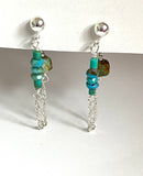 Turquoise Chain Loop Earrings-Turquoise  Gemstone - Janine Design