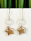 Pearl Earrings/Star Earrings, Celestial Star Earrings,Purple Star Earrings, Star Earrings