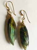 Genuine Gemstone And Silver Wrapped Earrings, Labradorite - Janine Design