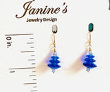 Round Tiered Christmas Tree Crystal Earring/Holiday Earrings/ Tree Earrings/Green Christmas Earrings - Janine Design