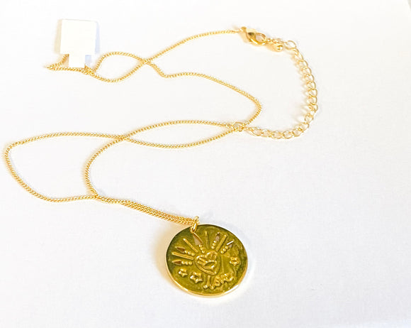 Love Necklace, Arrow medallion, Gift, Gold Filled Travelers Medallion - Janine Design
