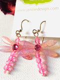 Pink Dragonfly Earrings, Dragonfly Earrings - Janine Design