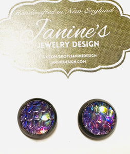 Mermaid Studs/Scale Resin Earrings/Mermaid Earrings - Janine Design