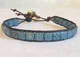 Tile Leather Cuff, Leather Cuff Bracelets, Printed Tile Cuff - Janine Design