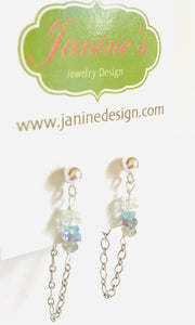 Quartz Chain Loop Earrings-Gemstone - Janine Design
