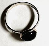 Onyx Black Ring, Onyx Ring, Silver Stackable, Promise Ring