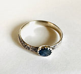 Kyanite Scroll Ring, Silver Band Ring - Janine Design