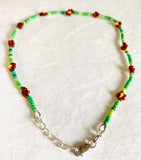 Beaded Anklet/Flower Anklet- large anklet - Janine Design