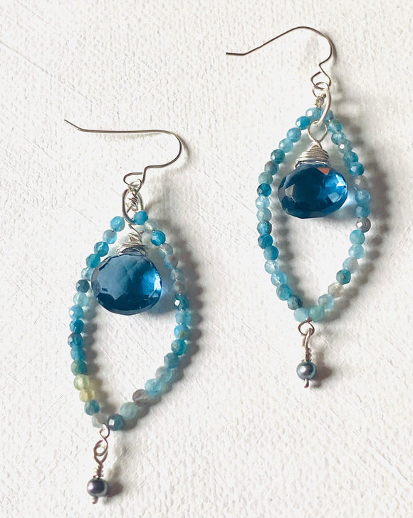 London Blue Quartz, Apatite Earrings, Chandelier Earrings, Blue Earrings - Janine Design