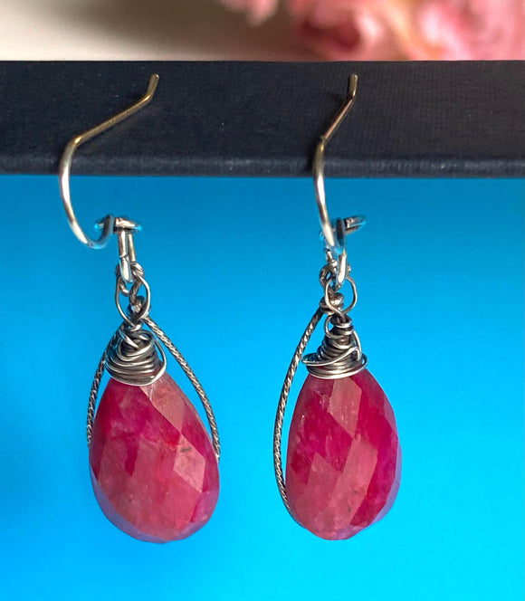 Ruby Earrings, Natural Gemstone a earrings - Janine Design