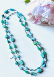 Teal Blue Beaded Long a necklace