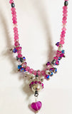 Pink Crystal Necklace , Pink Quartz and Crystal Necklace - Janine Design