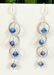 Circle Chain Crystal Earrings, Crystal Dangle Earrings, Chain Earrings
