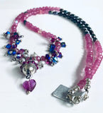 Pink Crystal Necklace , Pink Quartz and Crystal Necklace - Janine Design