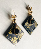 Black and Gold Earrings/Square Earrings/Black and Gold Earrings