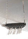 Silver Bar Necklace, Fringe Necklace Ruby Zoisite Gem Necklace - Janine Design