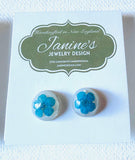 Pressed Flower Earrings/ Flower Studs/Resin Drop Studs - Janine Design